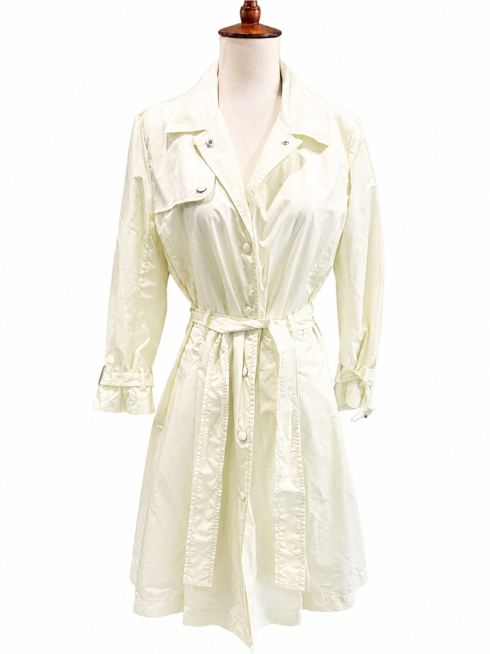 Club Monaco New Raincoat Light green Cream Tie-Waist Trench Dress Coat M